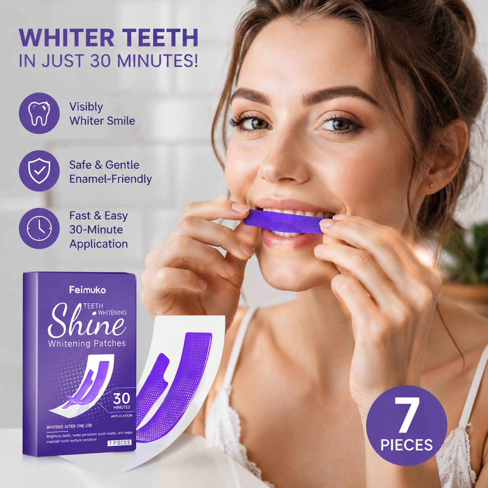Teeth Whitening Toothpaste - 30Mins Teeth Whitening Strips Removal Bright