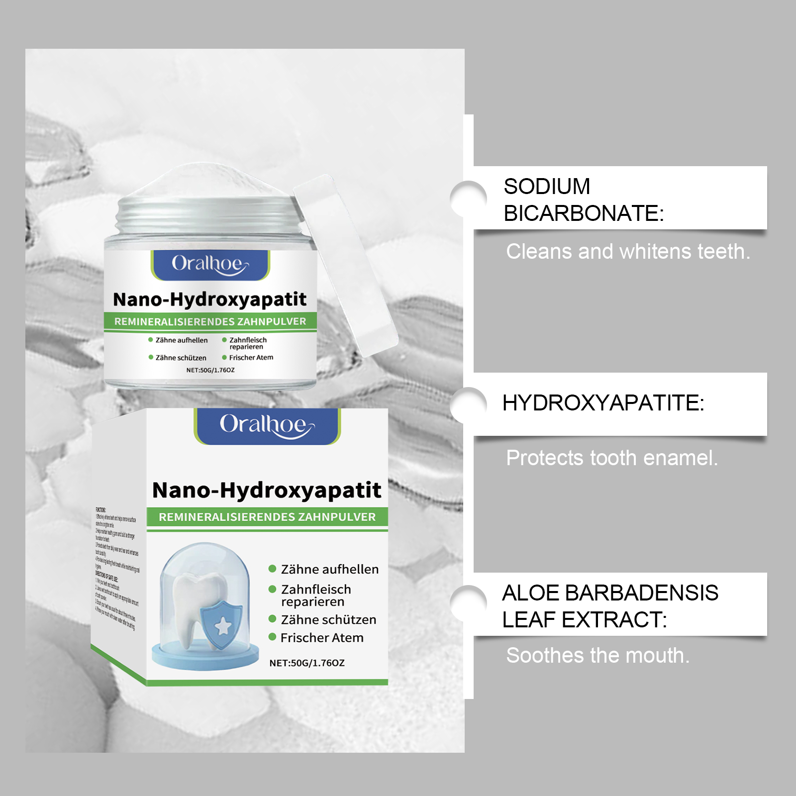 Hydroxyapatite Dental Powder E - đánh giá và giá Teeth Whitening Xylitol
