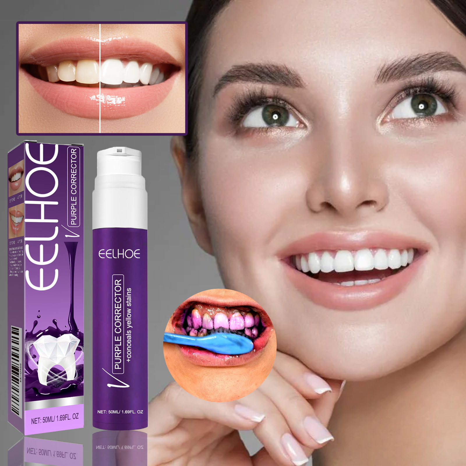 V34 Purple ToothpasteTeeth Whi - đánh giá và giá Teeth Whitening Yellow Teeth