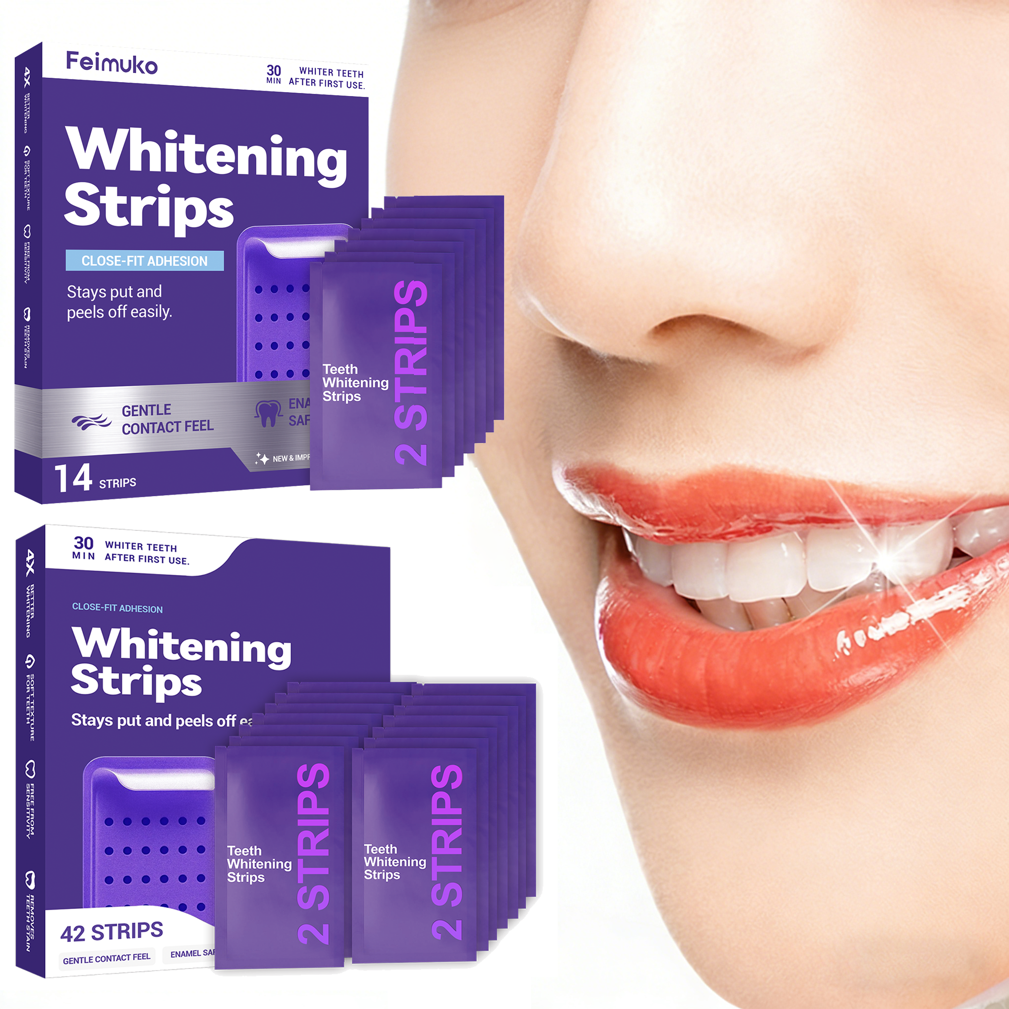 Purple Teeth Whitening Strips  - đánh giá và giá Teeth Whitening Yellow Teeth