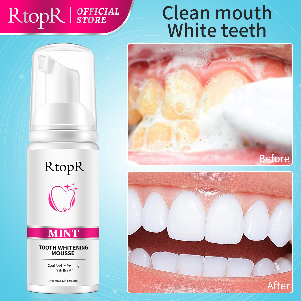 RtopR Mint Whitening Teeth Mou - đánh giá và giá Teeth Whitening Xylitol